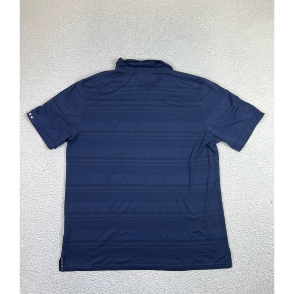 Oakley Polo Shirt Mens XL Navy Blue Stripe Golf Athletic Performance Stretch - Picture 2 of 10